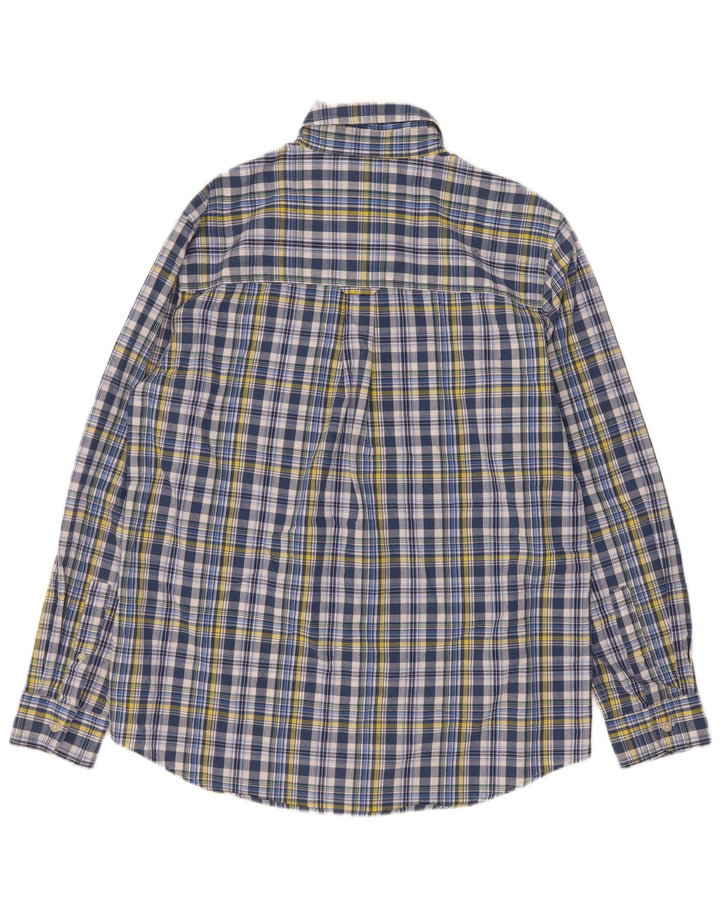 Camisa masculina Chaps Easy Care de algodão xadrez azul médio