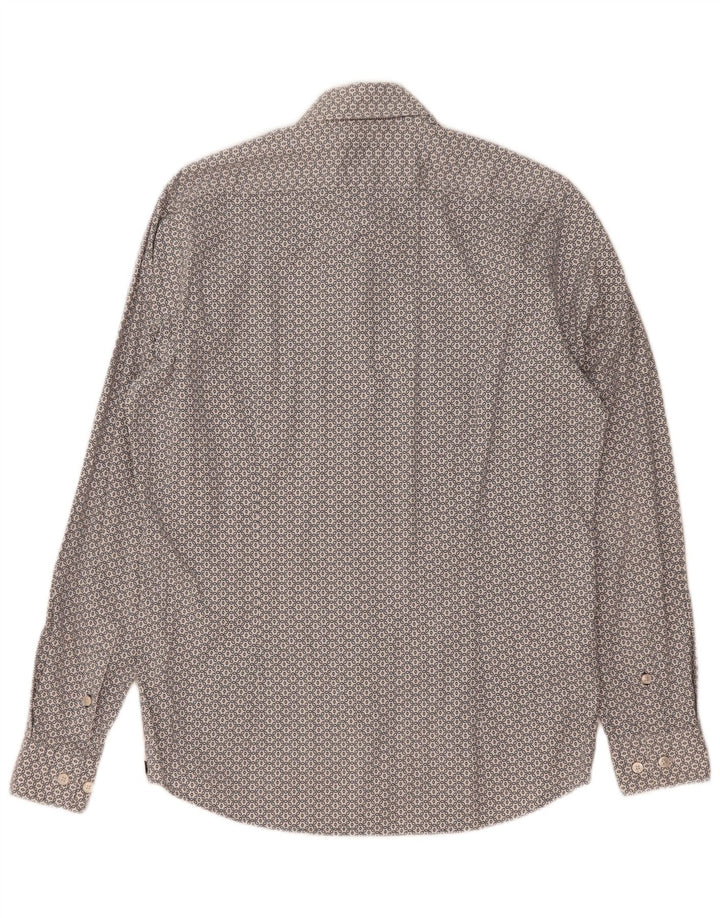 Camisa masculina Hugo Boss Regular Fit pequena de algodão floral branco