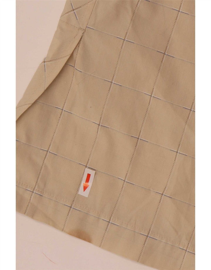 Rohan Camisa masculina de manga curta grande poliéster xadrez bege