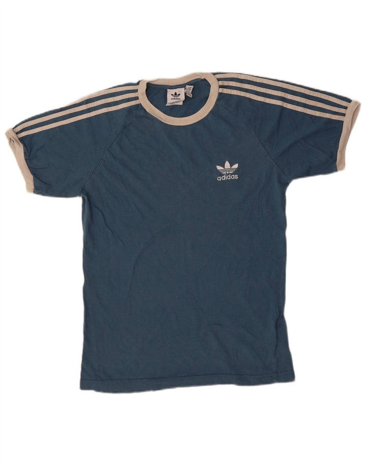 Adidas Mens Camiseta Top Pequeno Algodão Azul Marinho