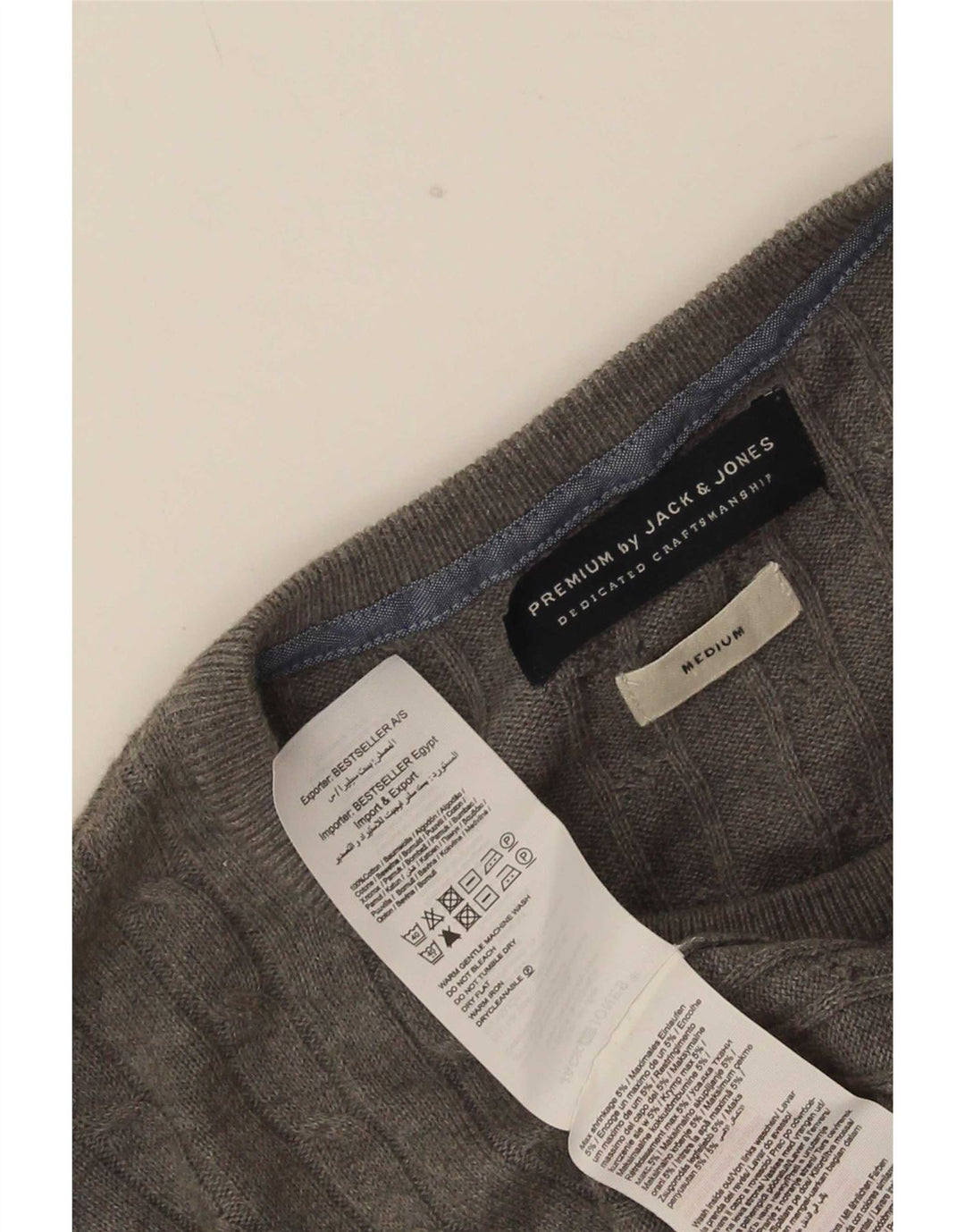 Suéter masculino Jack & Jones com gola redonda e algodão cinza médio