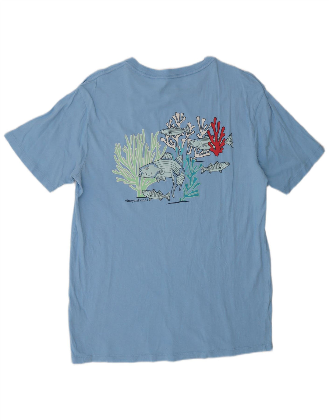 Camiseta gráfica masculina Vineyard Vines, pequena, azul, algodão, peixe