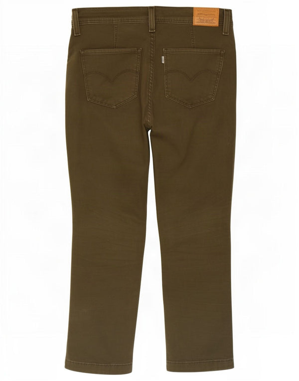 Calça feminina Levi's 724 cintura alta reta cortada W29 L25 algodão cáqui