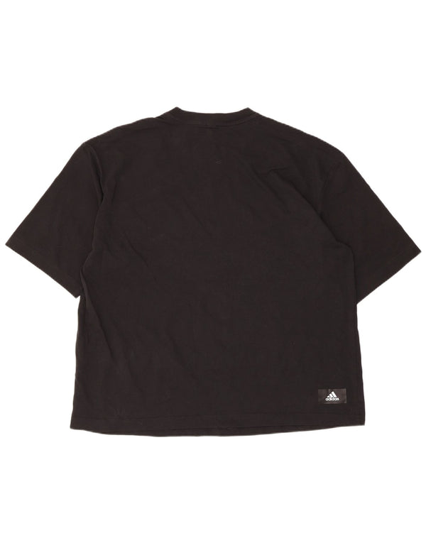 Adidas Mens Graphic T-Shirt Top UK 12/14 Médio Algodão Preto