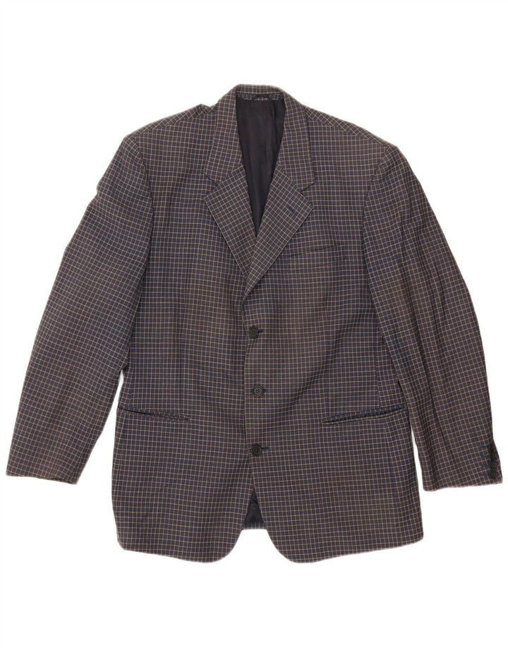 Jaqueta Blazer Masculina Renato Balestra com 3 Botões UK 38 Médio Azul Marinho Xadrez