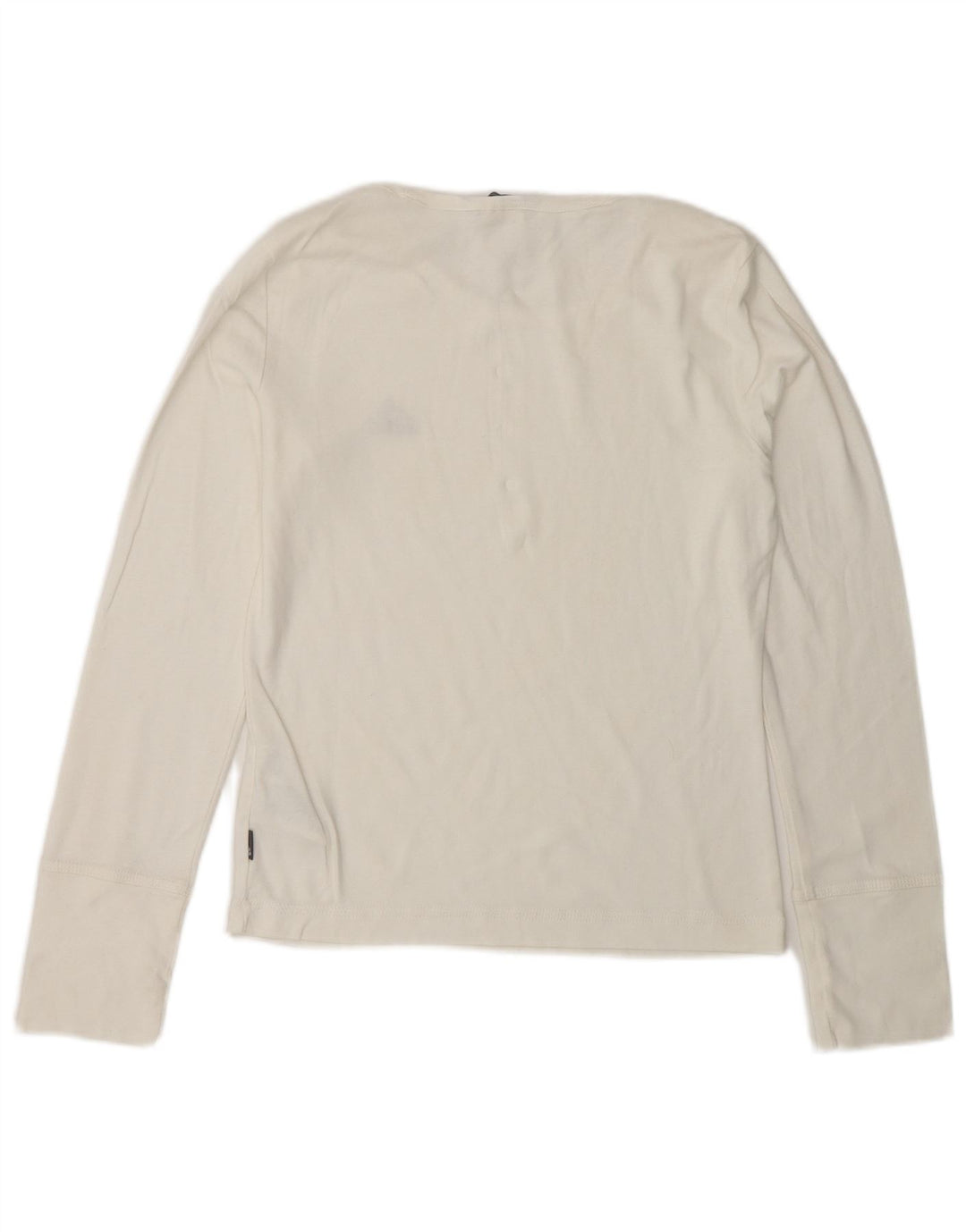 ADIDAS Womens Top Manga Longa UK 10 Pequeno Algodão Branco