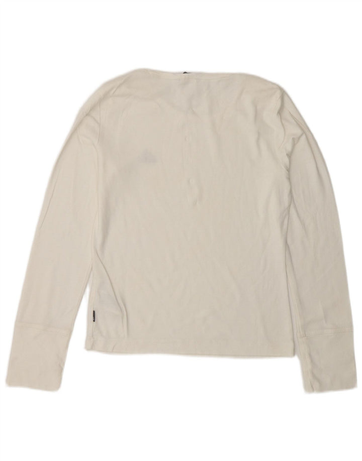 ADIDAS Womens Top Manga Longa UK 10 Pequeno Algodão Branco