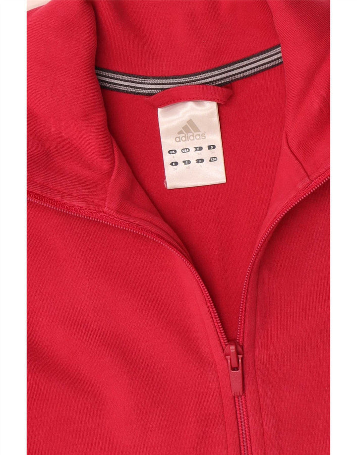 Adidas Womens Tracksuit Top Jacket UK 8 Pequeno Algodão Vermelho