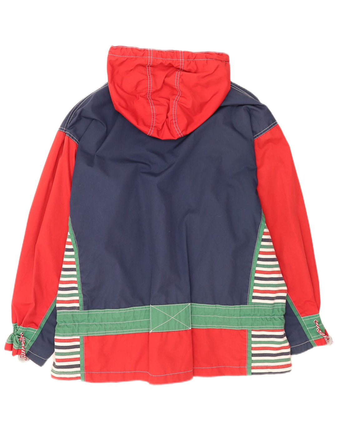 Jaqueta corta-vento superdimensionada com capuz feminino vintage EU 46 XL vermelho colorblock