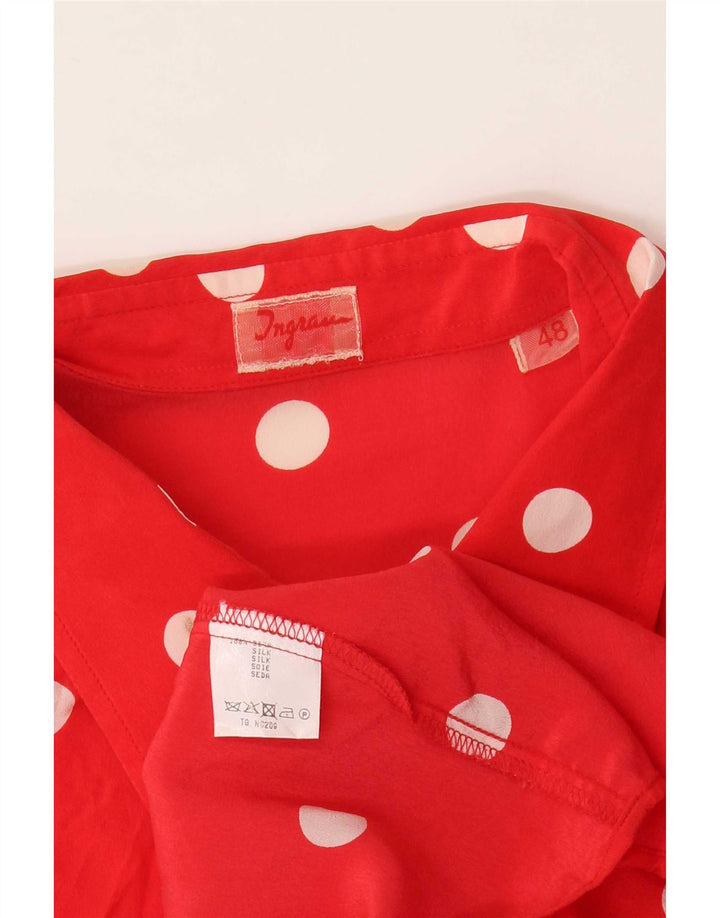 Blusa feminina vintage IT 48 XL Red Polka Dot Silk