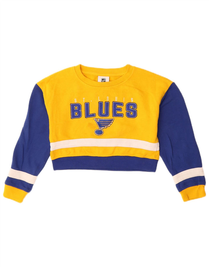 NHL Girls Crop Graphic Moletom Jumper 7-8 Anos Amarelo Colorblock