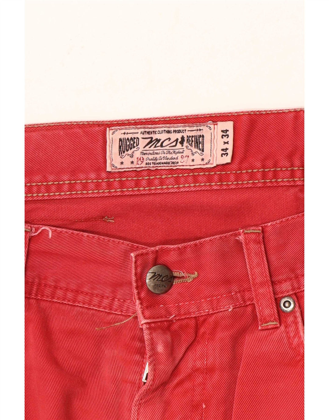 Marlboro Classics Masculino Regular Fit Jeans Reto W34 L31 Vermelho