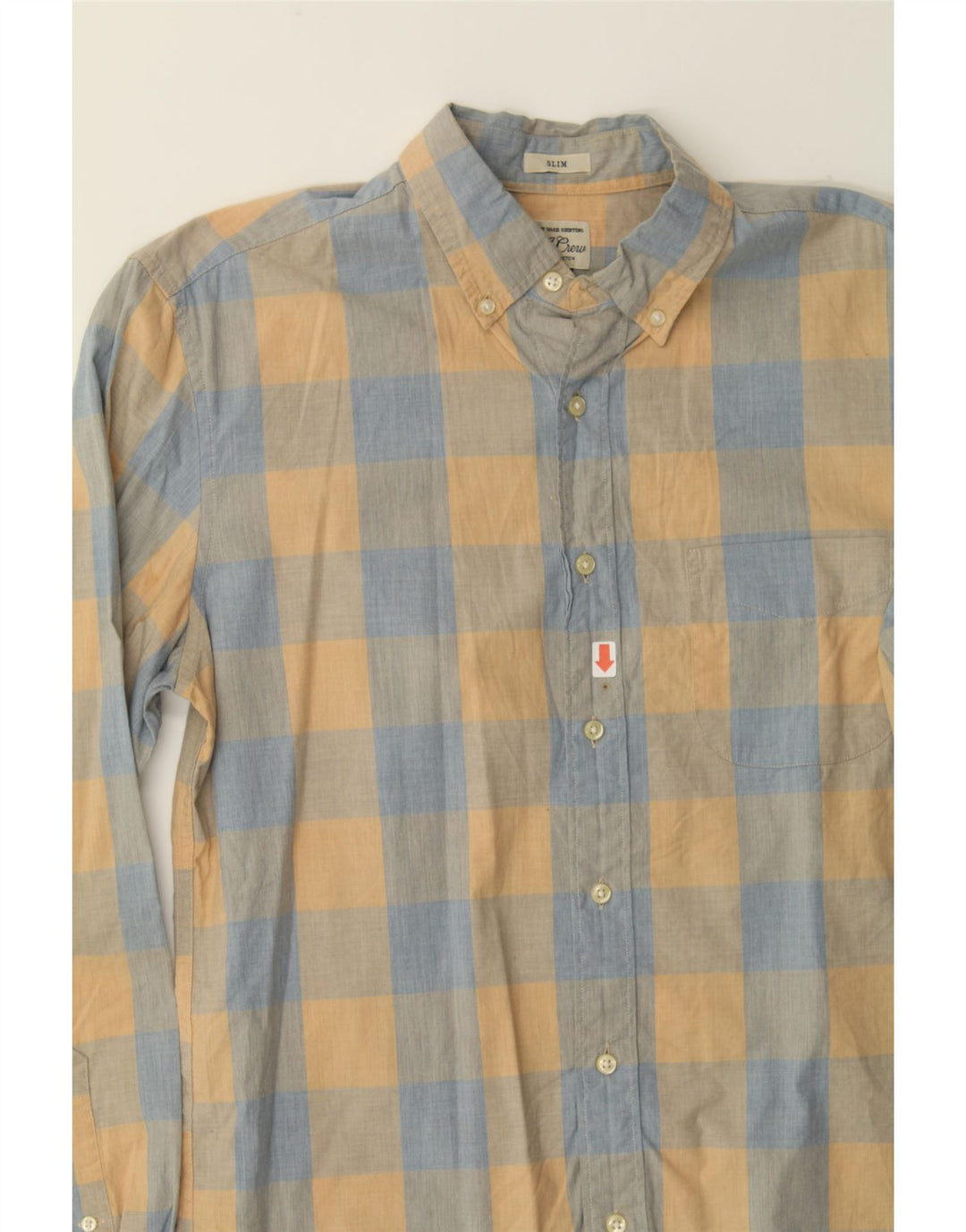 J. CREW Mens Slim Shirt Medium Yellow Check Cotton Vintage J. Crew and Second-Hand J. Crew from Messina Hembry 