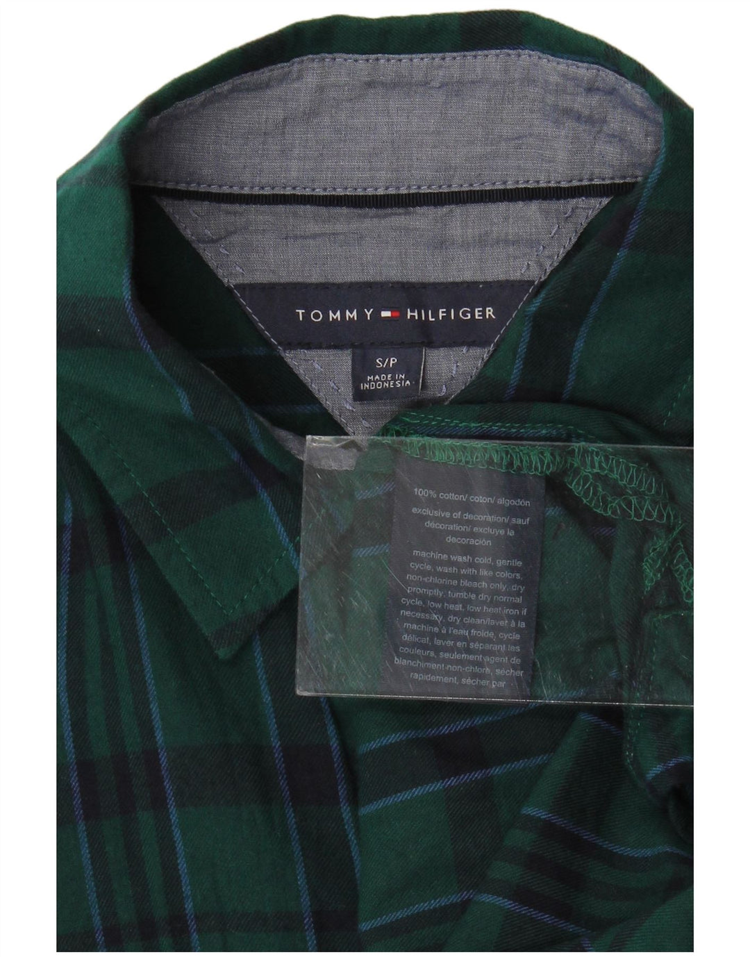 Camisa feminina de flanela grande TOMMY HILFIGER Reino Unido 10 pequena xadrez verde