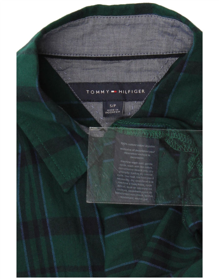 Camisa feminina de flanela grande TOMMY HILFIGER Reino Unido 10 pequena xadrez verde