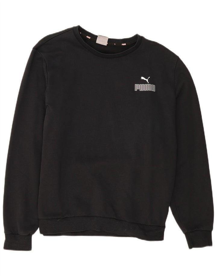 Puma Mens Graphic Moletom Jumper Grande Algodão Preto