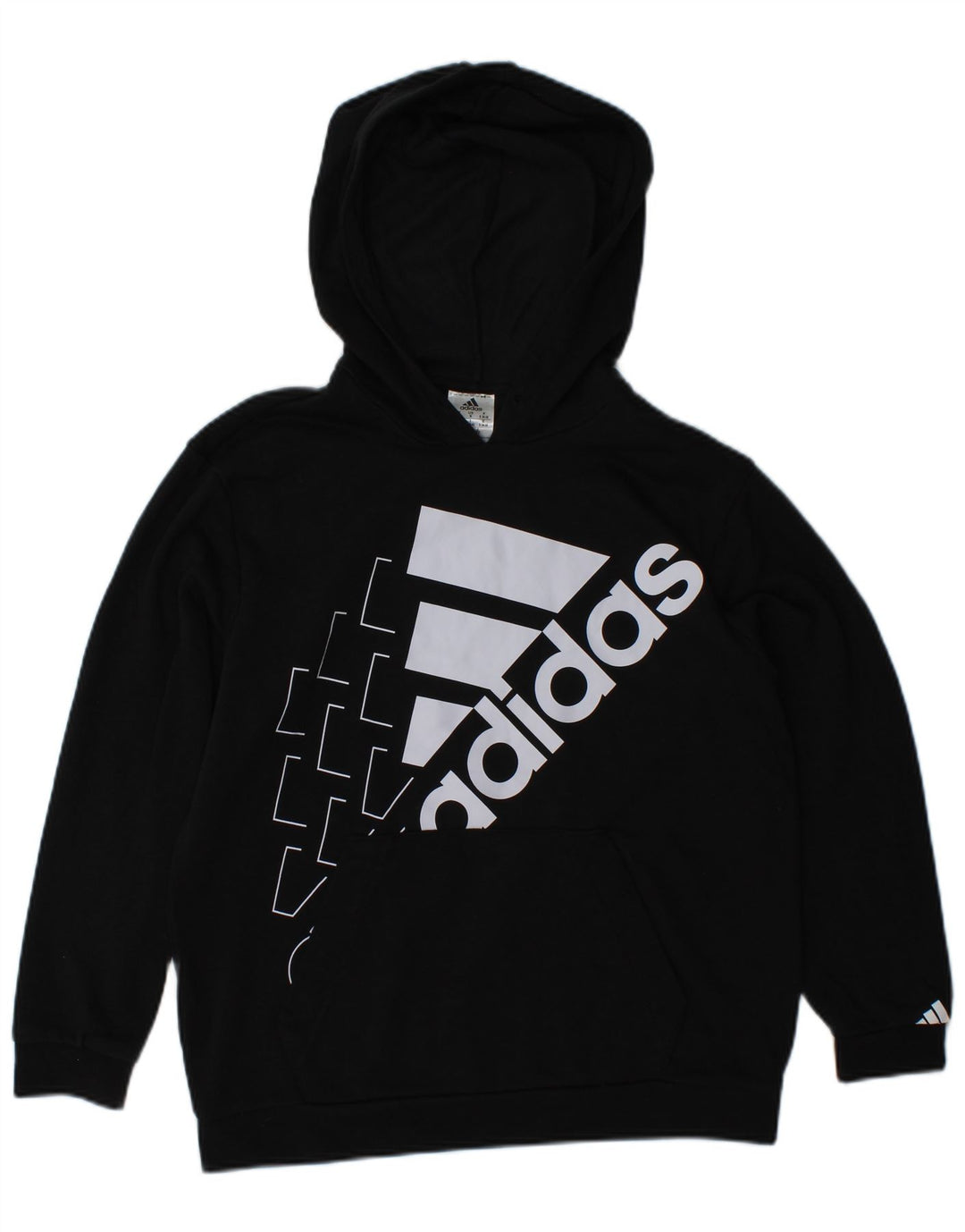 ADIDAS Womens Graphic Hoodie Jumper UK 8/10 Pequeno Algodão Preto