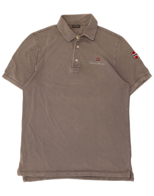 Camisa polo masculina Napapijri algodão cinza médio