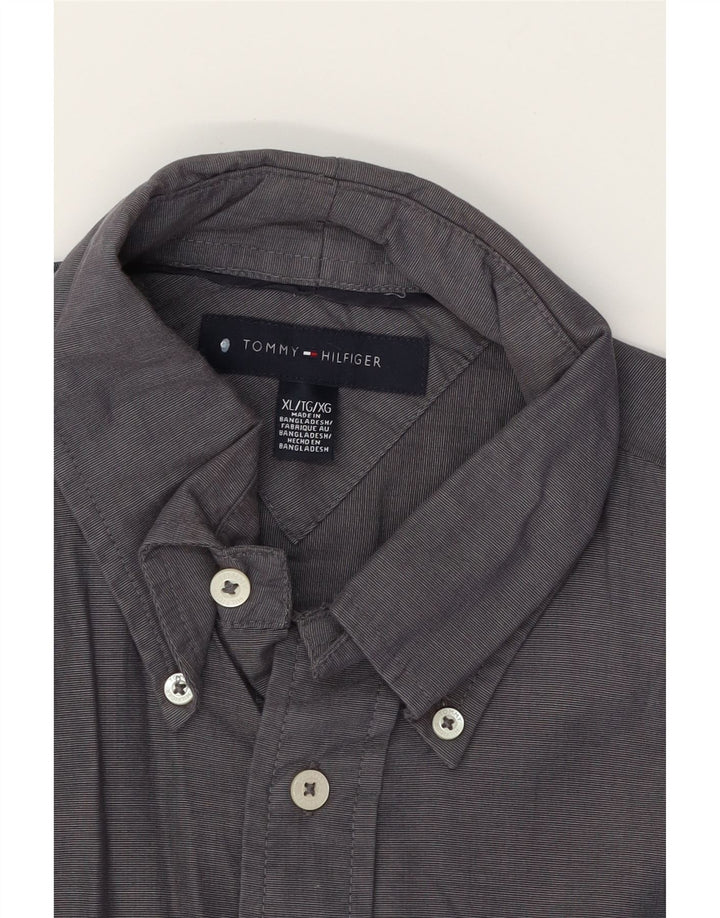 TOMMY HILFIGER Mens Shirt XL Grey Pinstripe Cotton Vintage Tommy Hilfiger and Second-Hand Tommy Hilfiger from Messina Hembry 