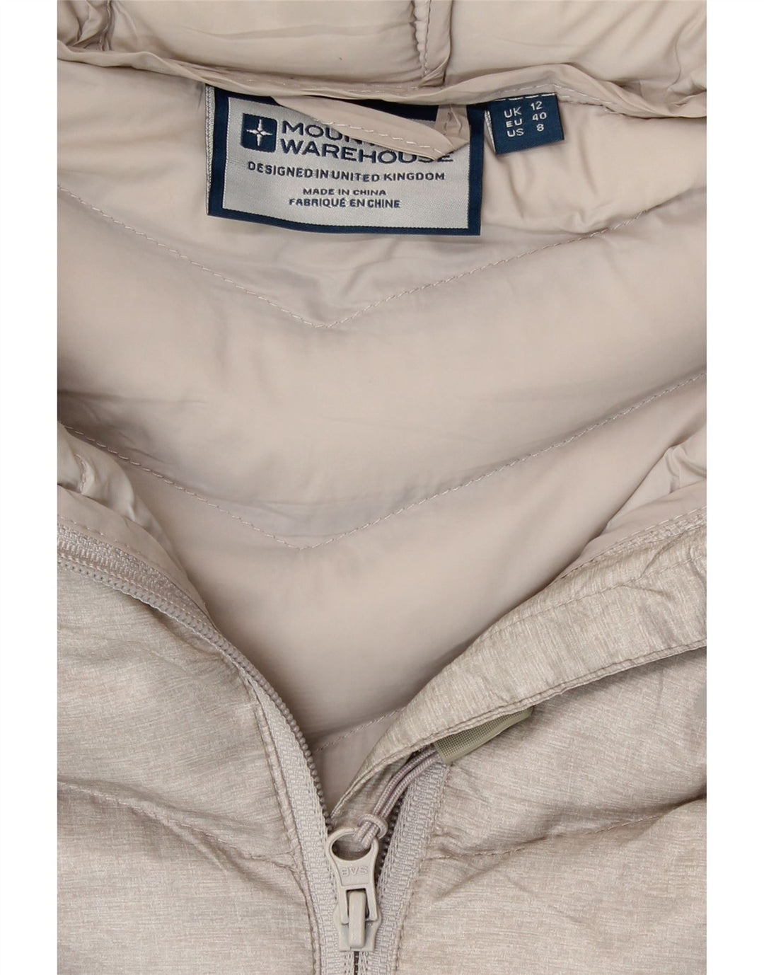 Jaqueta acolchoada com capuz feminina Mountain Warehouse poliéster bege médio Reino Unido 12