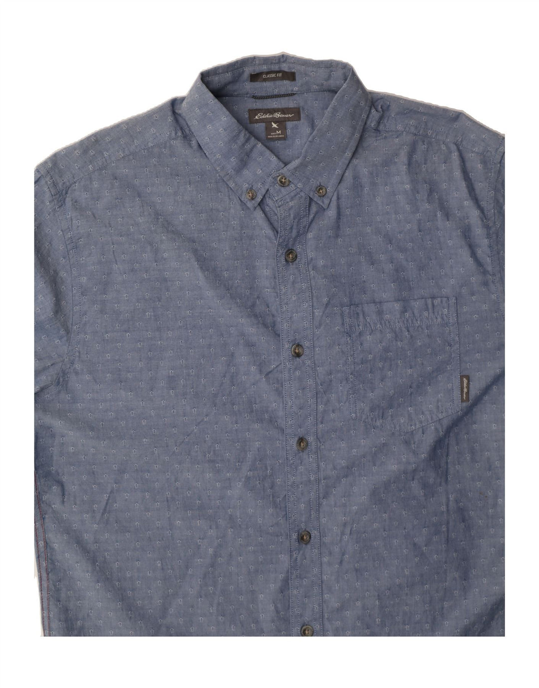 EDDIE BAUER Mens Classic Fit Shirt Medium Blue Spotted Cotton Vintage Eddie Bauer and Second-Hand Eddie Bauer from Messina Hembry 