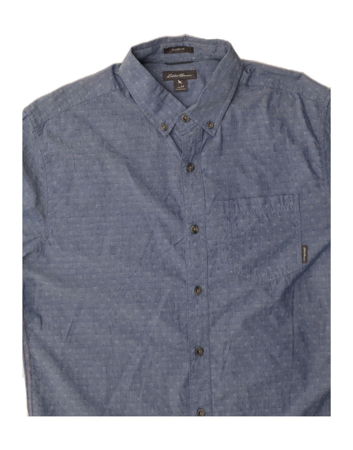 EDDIE BAUER Mens Classic Fit Shirt Medium Blue Spotted Cotton Vintage Eddie Bauer and Second-Hand Eddie Bauer from Messina Hembry 
