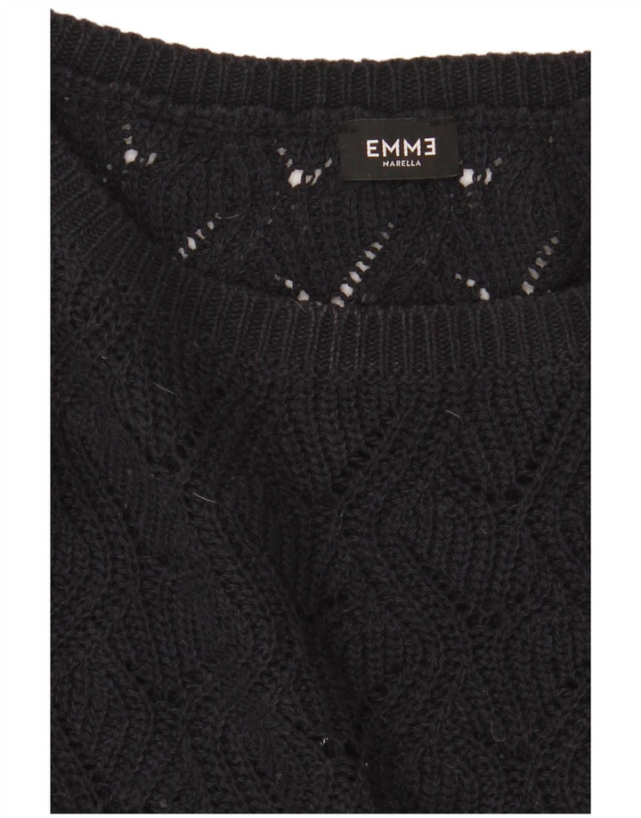 Suéter feminino Emme com gola canoa UK 14 médio preto