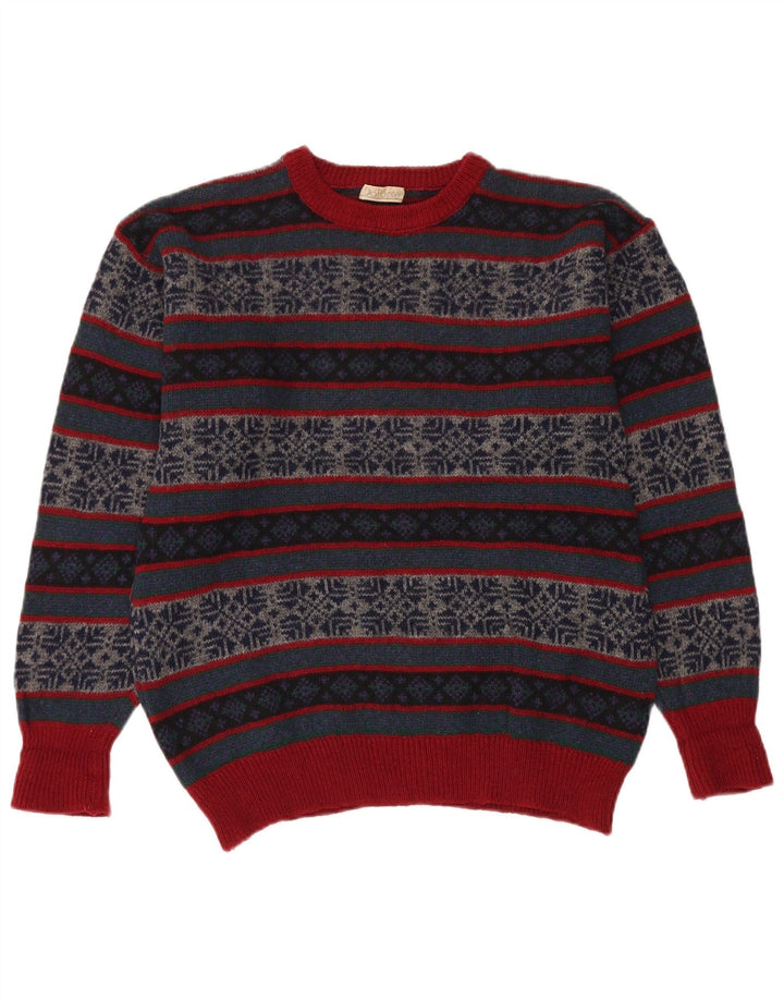 Suéter masculino VINTAGE com gola redonda, médio multicolorido Fair Isle
