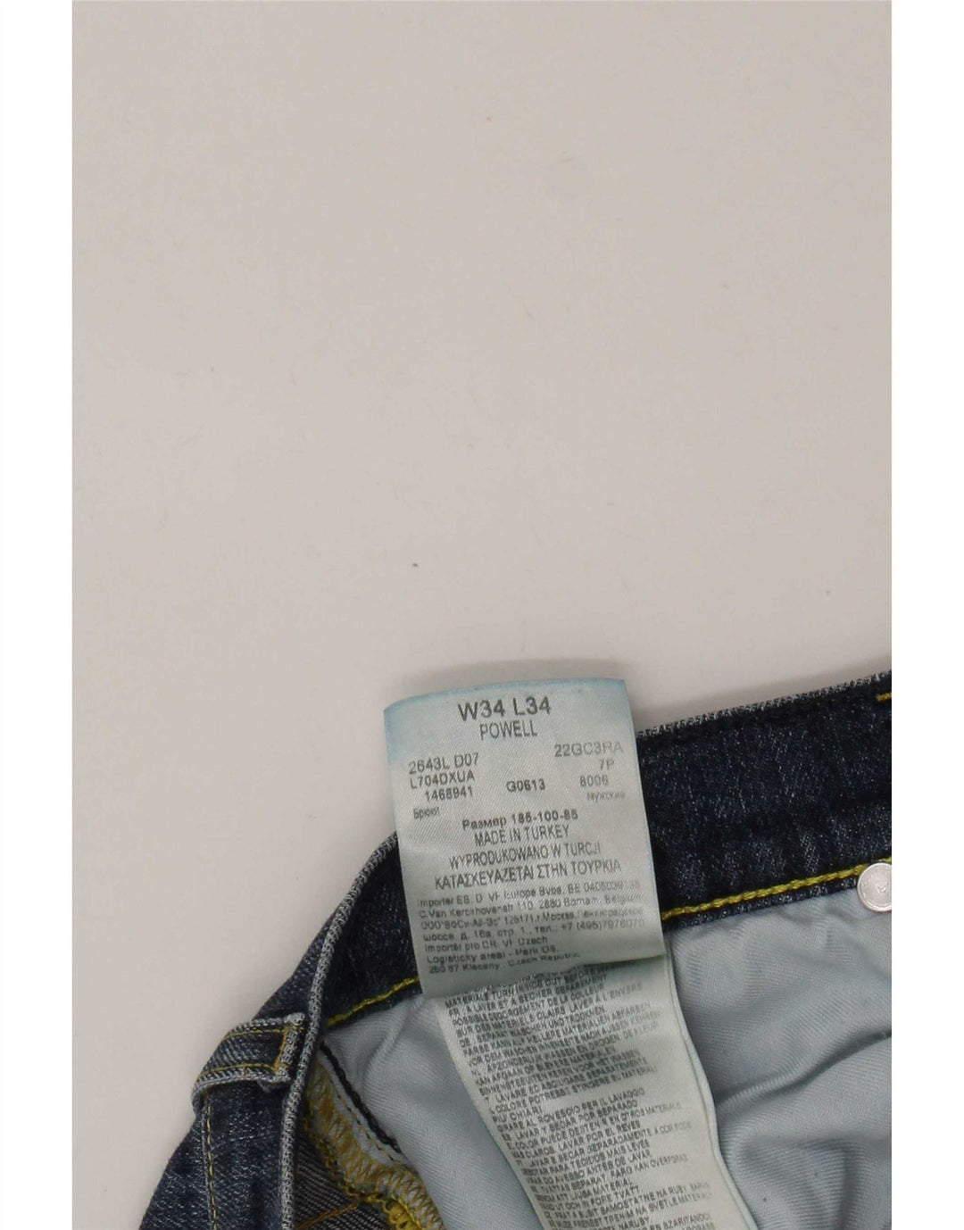 Lee Mens Powell Slim Jeans W34 L34 Azul Marinho Algodão