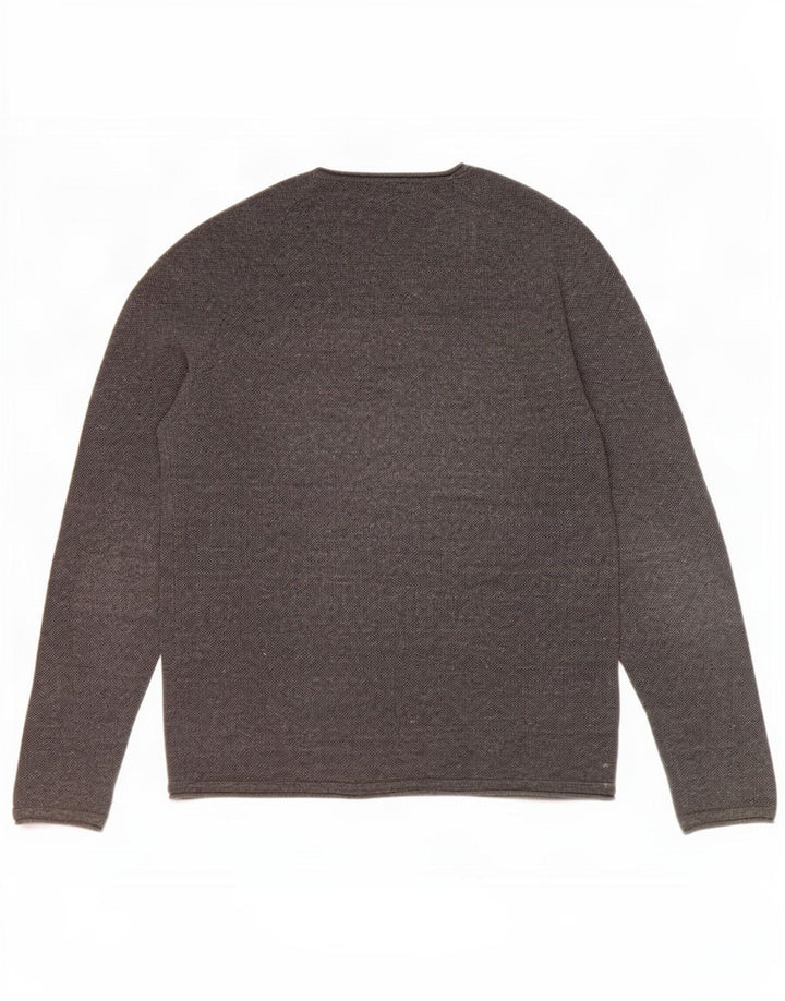 Jack & Jones Camiseta masculina de manga comprida grande algodão cinza