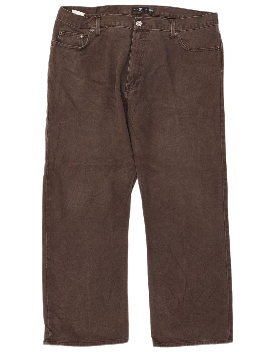 Calça jeans reta masculina Marks & Spencer Blue Harbor W42 L29 algodão marrom