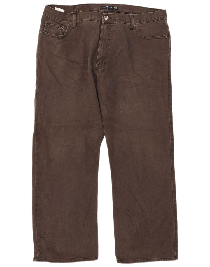 Calça jeans reta masculina Marks & Spencer Blue Harbor W42 L29 algodão marrom