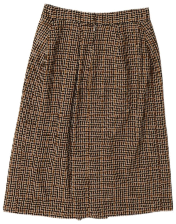 Saia feminina vintage linha A W26 pequena marrom houndstooth