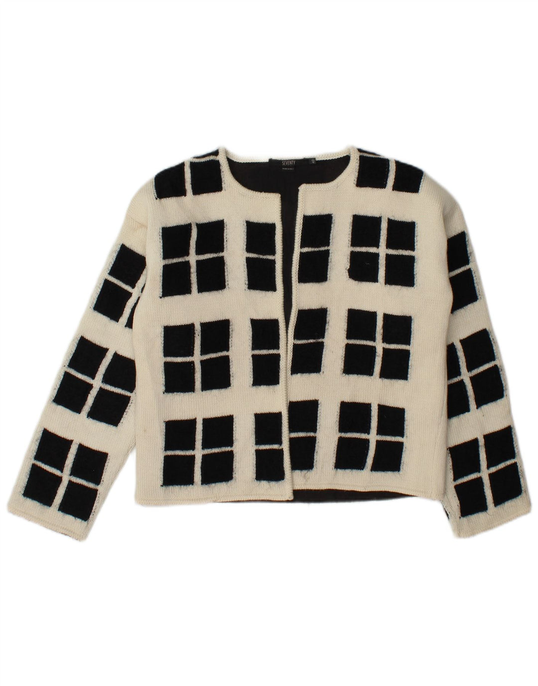 Seventy suéter feminino cropped aberto IT 42 médio esbranquiçado geométrico