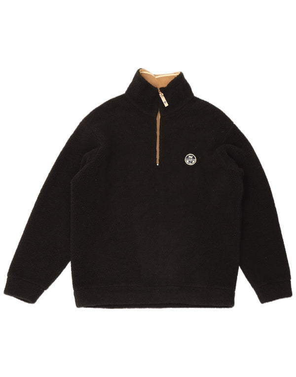 Suéter masculino North Sails com zíper e gola em lã, pequeno, preto, poliéster