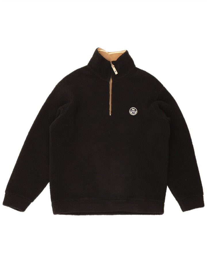 Suéter masculino North Sails com zíper e gola em lã, pequeno, preto, poliéster