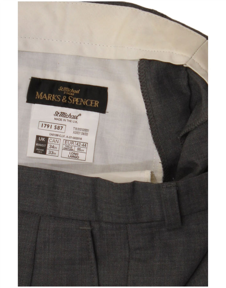 Calça masculina Marks & Spencer com pegged suit W34 L33 lã cinza