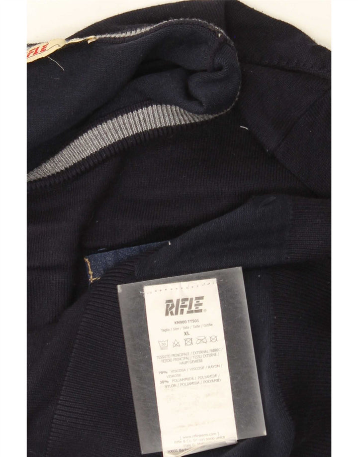 Suéter masculino Rifle com gola redonda XL azul marinho viscose