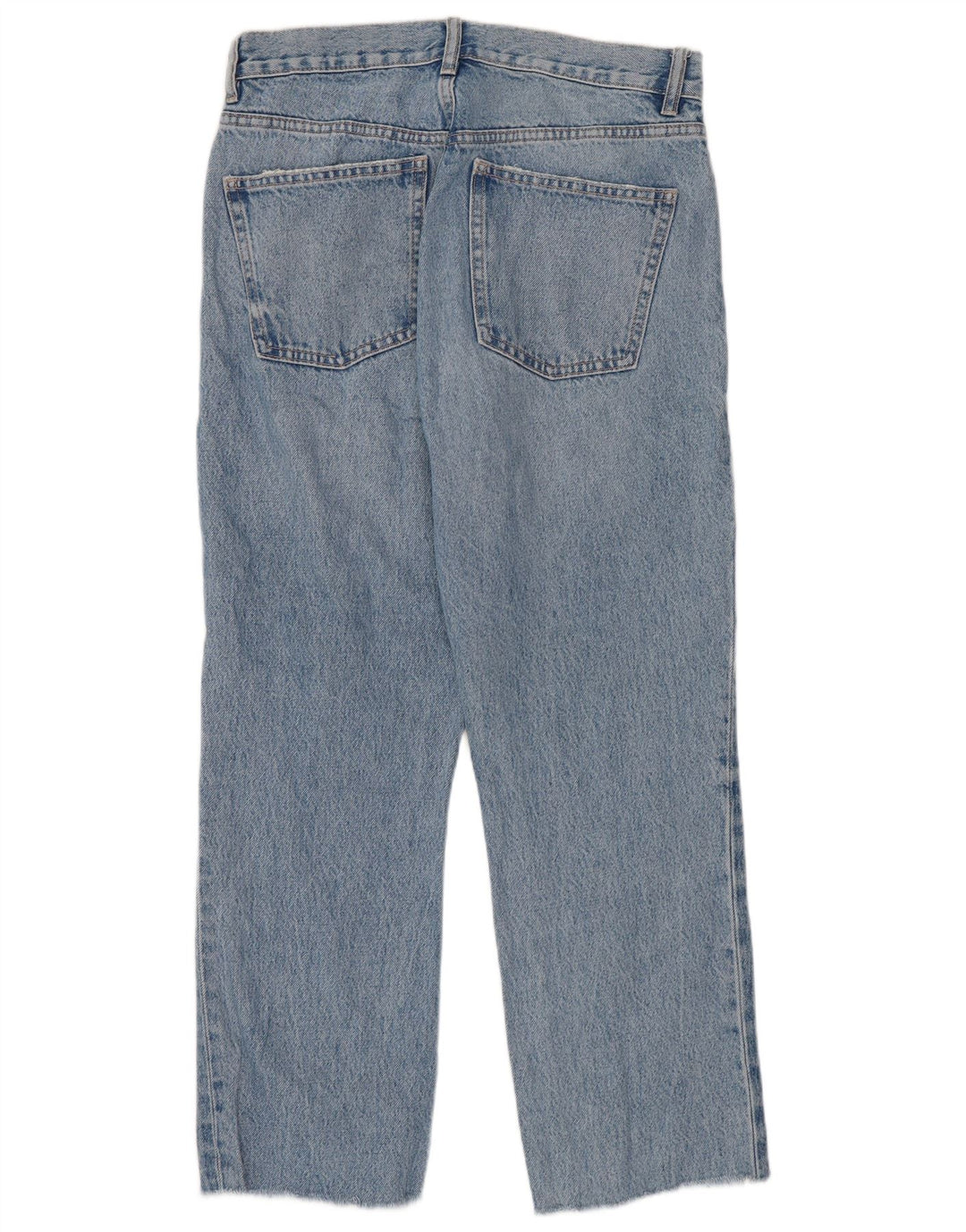 Zara Calça Jeans Feminina Crop Straight EU 38 Pequeno W28 L25 Azul
