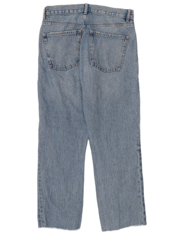 Zara Calça Jeans Feminina Crop Straight EU 38 Pequeno W28 L25 Azul