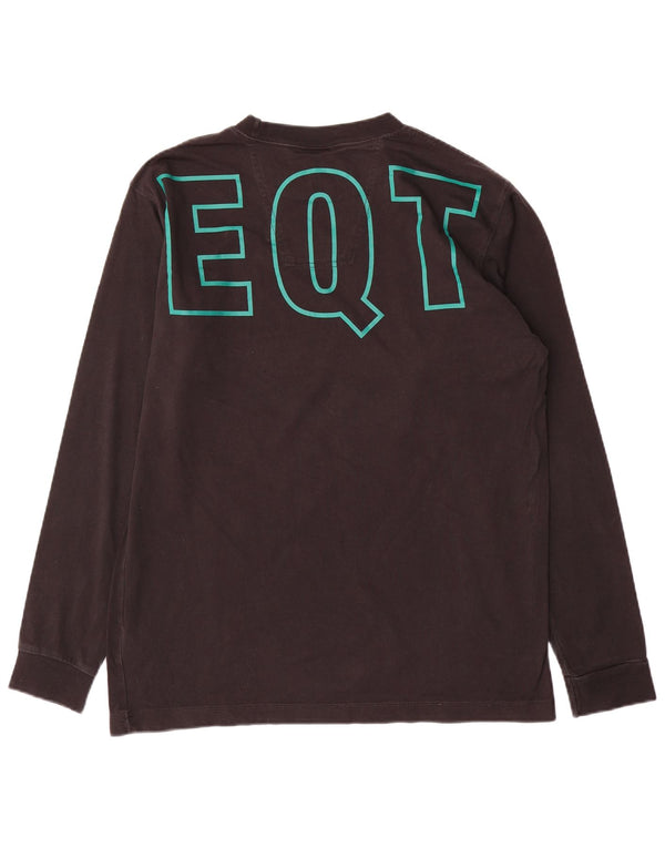 ADIDAS Mens Graphic Top Manga Longa Grande Algodão Colorblock Preto