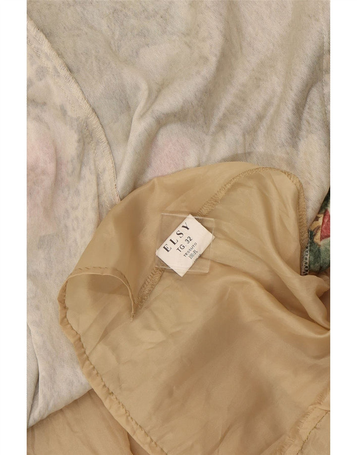 Saia assimétrica feminina VINTAGE IT 32 2XS W23 poliéster floral marrom