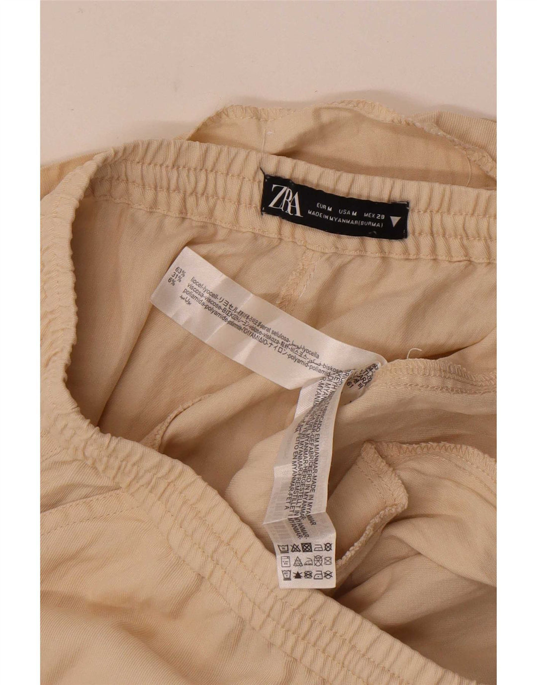 Zara Calça Chino Feminina Reta Médio W28 L32 Off White Lyocell