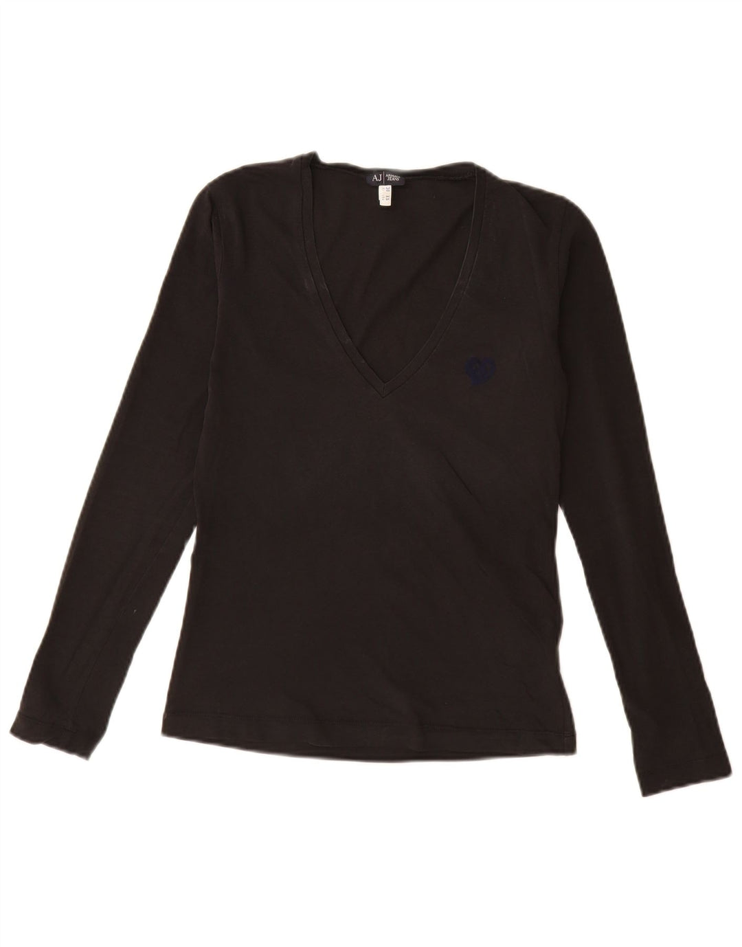 Top feminino Armani Jeans manga comprida UE 38 médio algodão preto