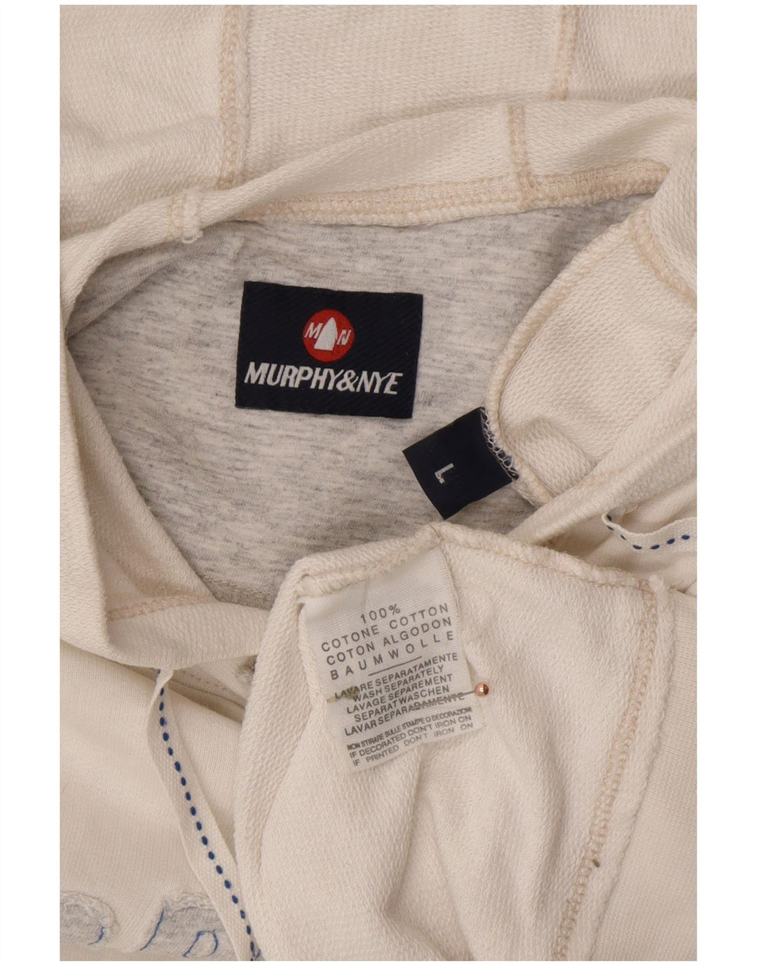 MURPHY & NYE Colete masculino com capuz gráfico top grande de algodão branco