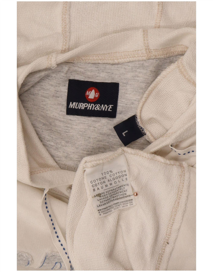 MURPHY & NYE Colete masculino com capuz gráfico top grande de algodão branco