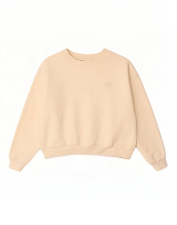 Adidas Womens Crop Oversized Sweatshirt Jumper Reino Unido 14 Grande Bege