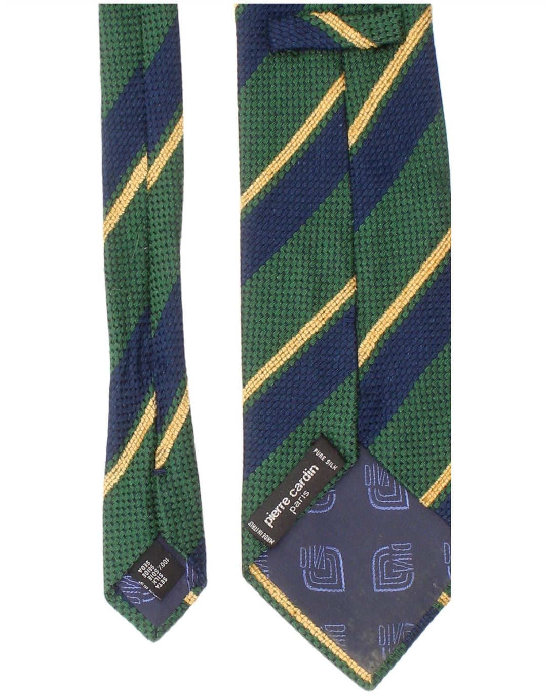 Gravata masculina Pierre Cardin tamanho único verde listrado de seda clássico