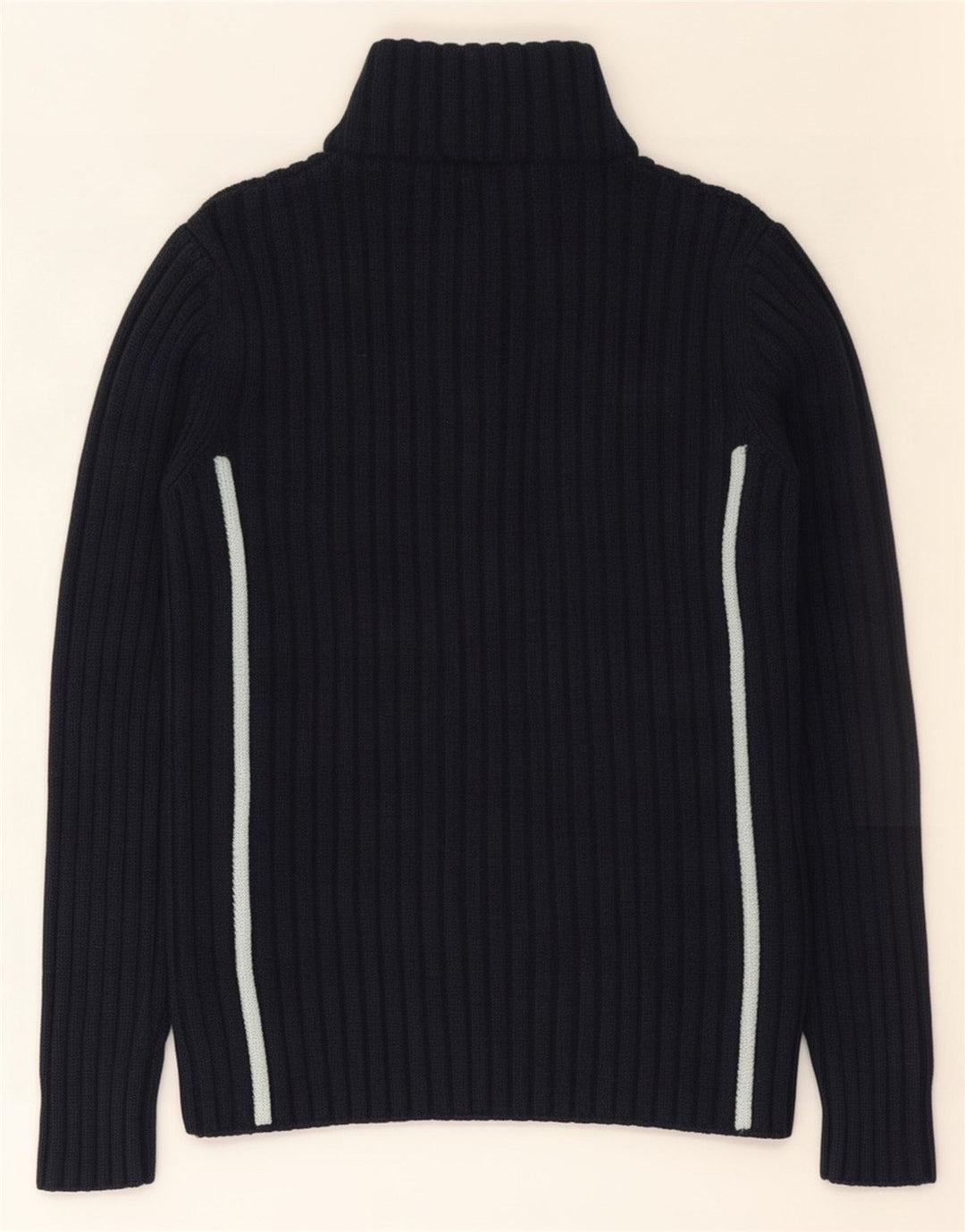 Trussardi Suéter masculino com zíper e gola alta lã azul marinho médio