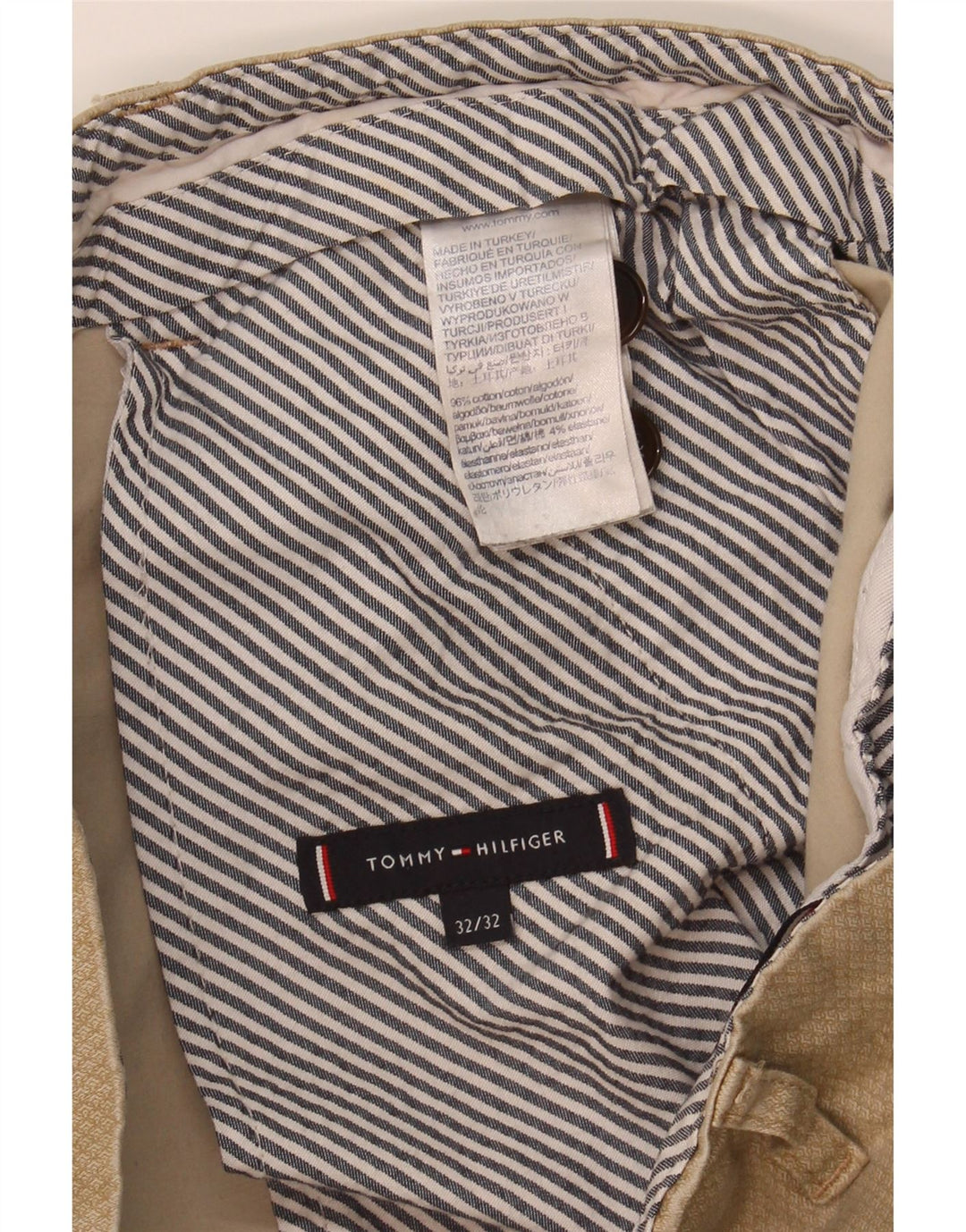 Calça Chino Masculina TOMMY HILFIGER W32 L32 Algodão Bege